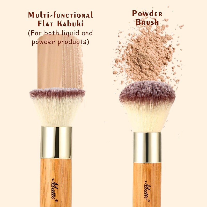 Matto Makeup Brush Set 2 Pieces Face Blush Kabuki Powder Foundation Makeup Brushes for Mineral BB Cream - Image 2